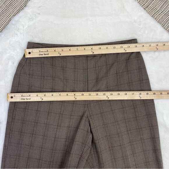 JM Collection Petite Plaid Straight Leg Dress Pants Trousers Brown Maroon 10P - Picture 8 of 9